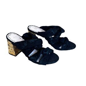 NWT Muse by Marchesa Black Fabric/Velvet Knotted Dress Heels Slide Shoes 7
